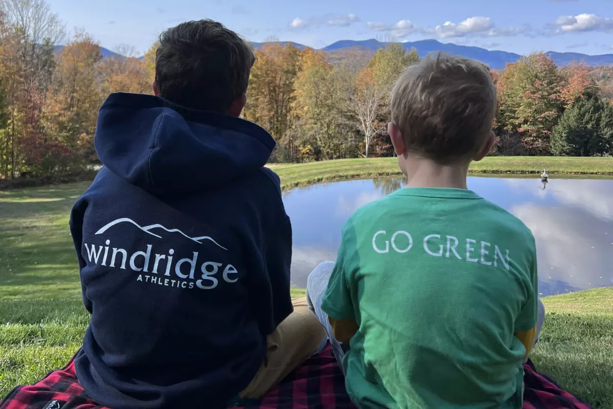 Two Windridge campers enjoying the view of Vermont