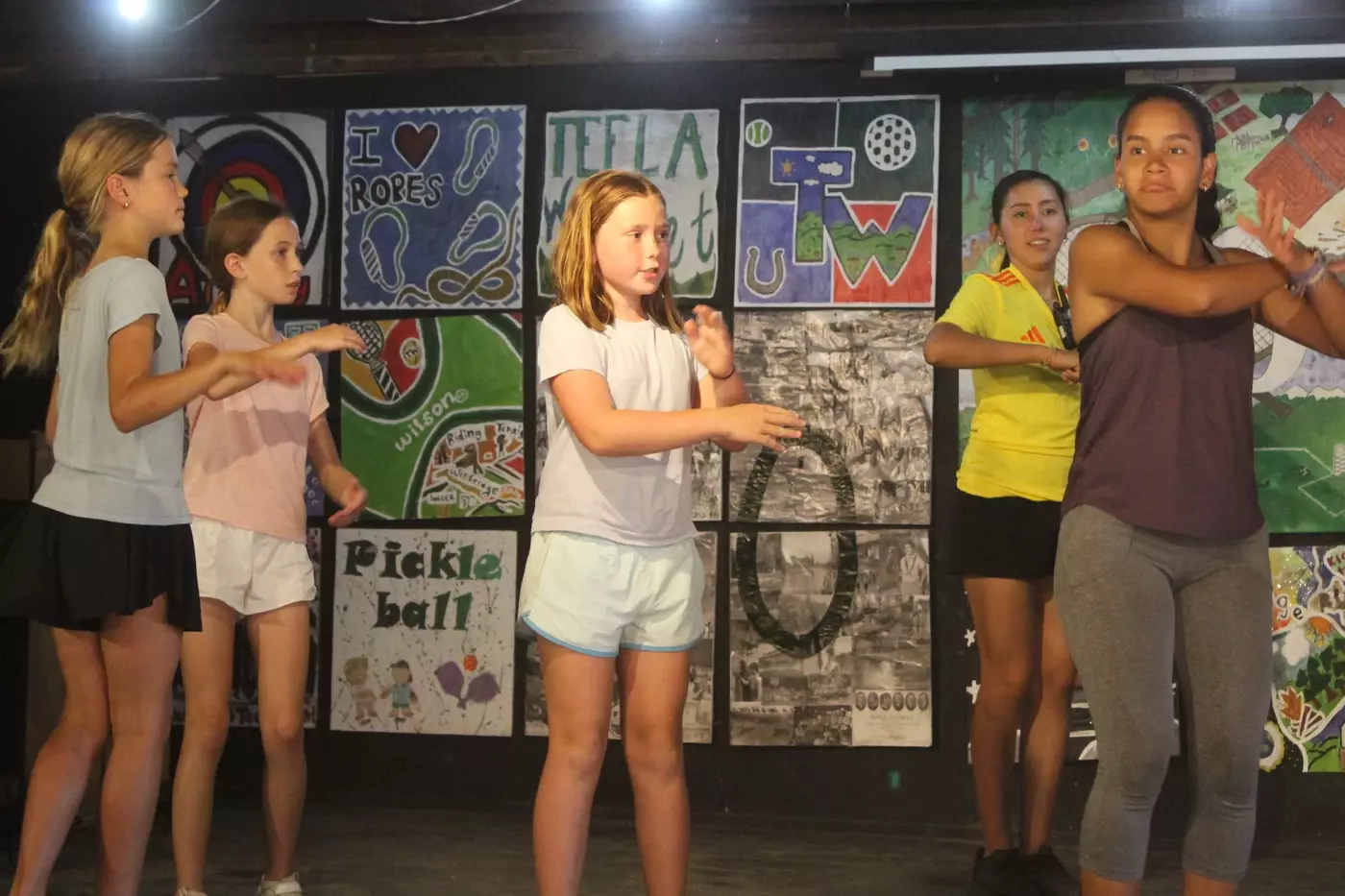 Campers working on a dance number during their dance elective.