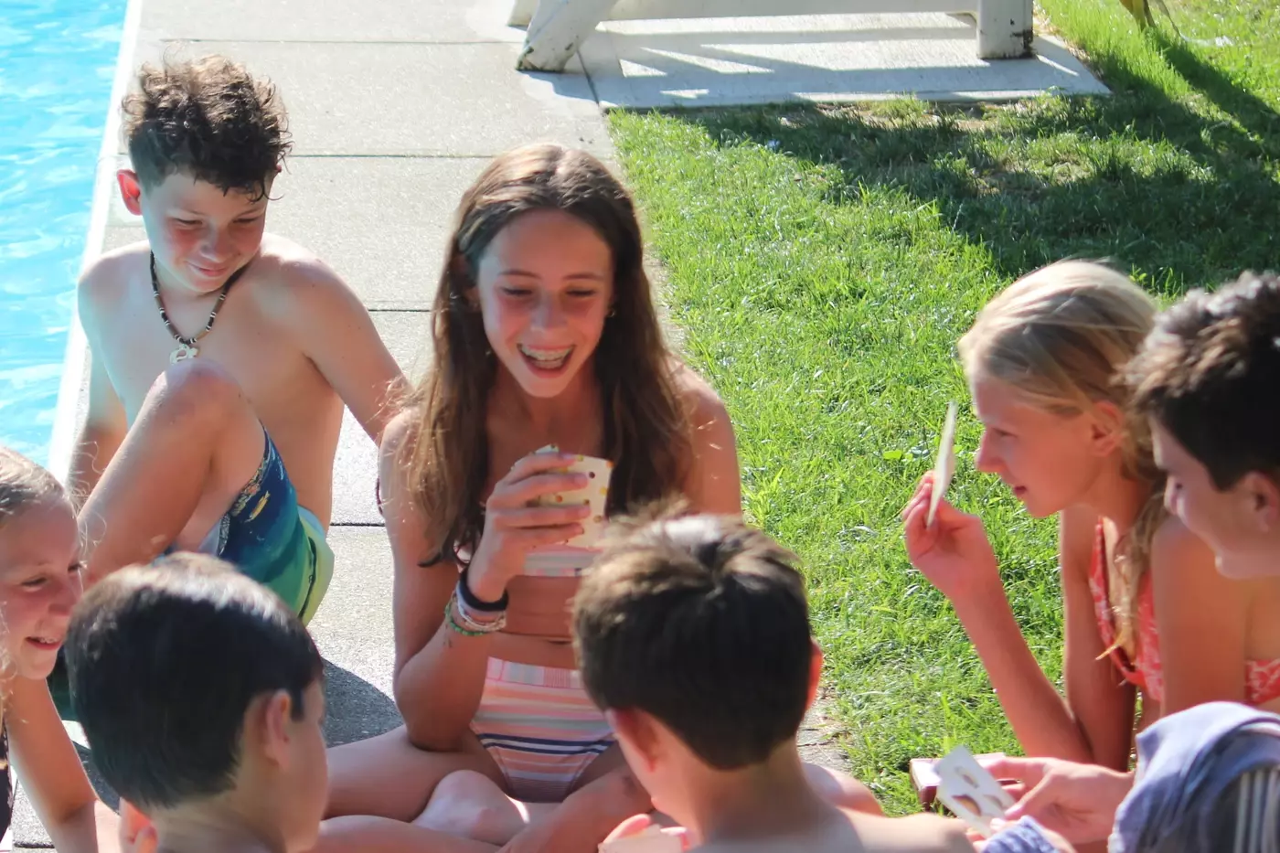 campers playing cards