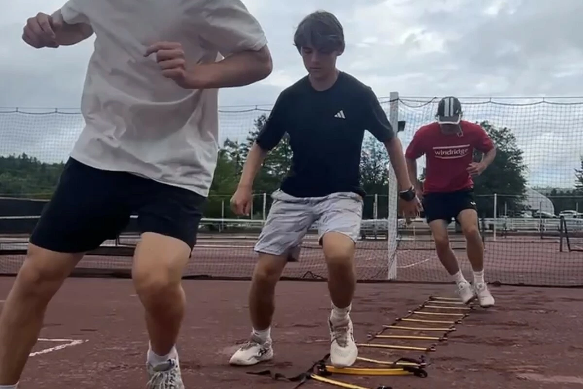 Campers during Intensive tennis