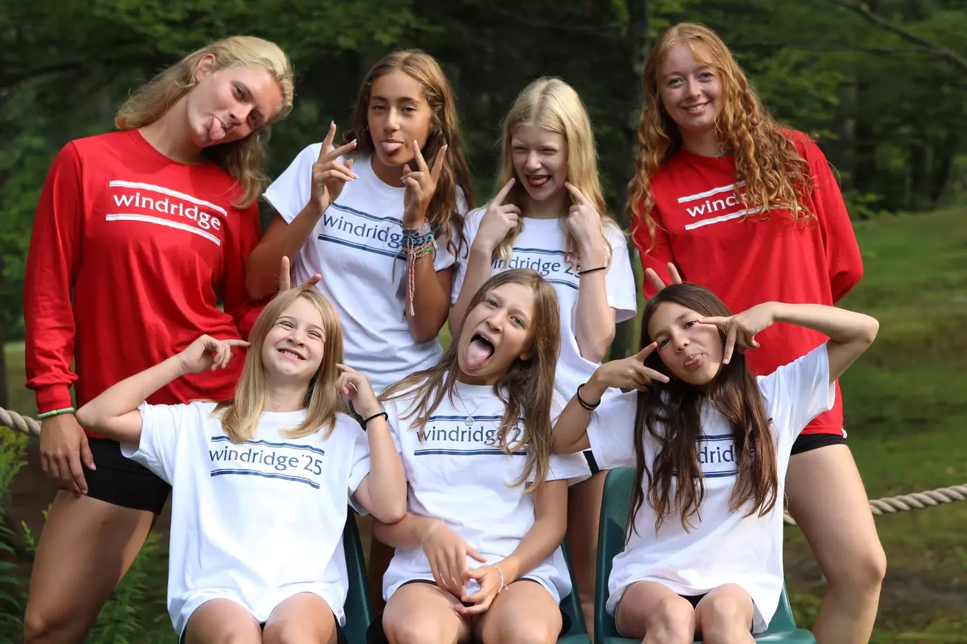 campers making faces in a cabin photo
