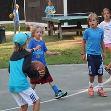 campers playing basketball
