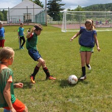campers playing soccer