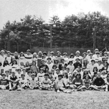 Black and white photo of windridge campers