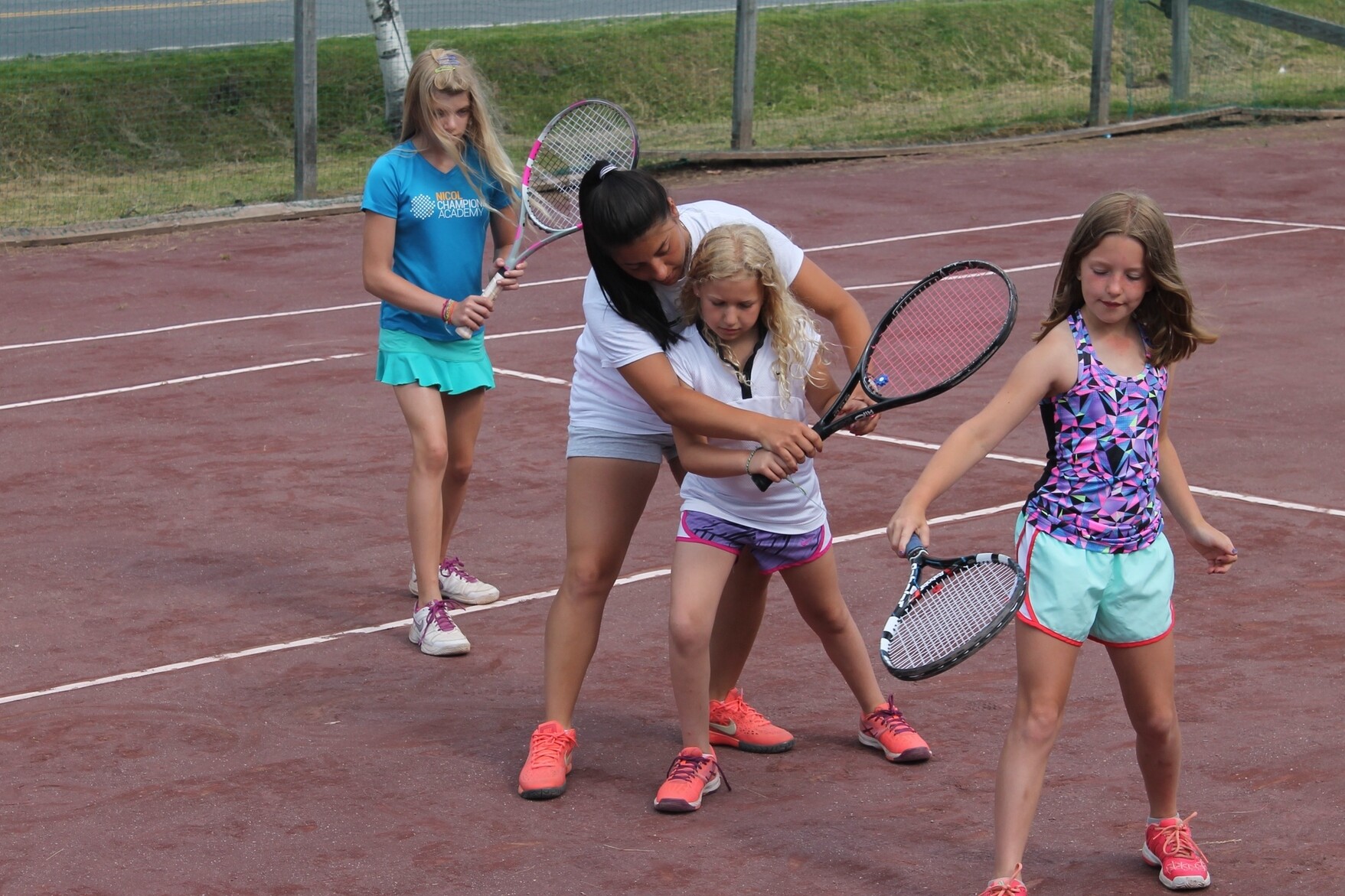 windridge tennis campers playing tennis