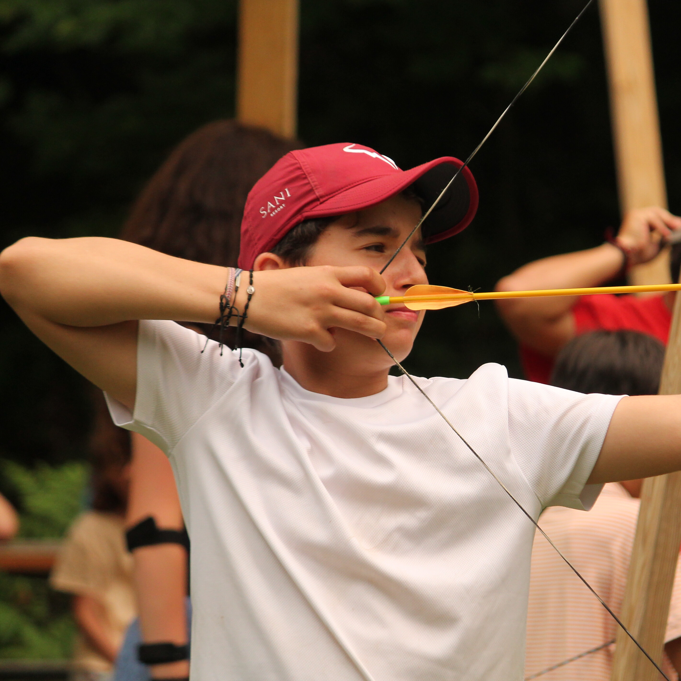 A camper at the archery range
