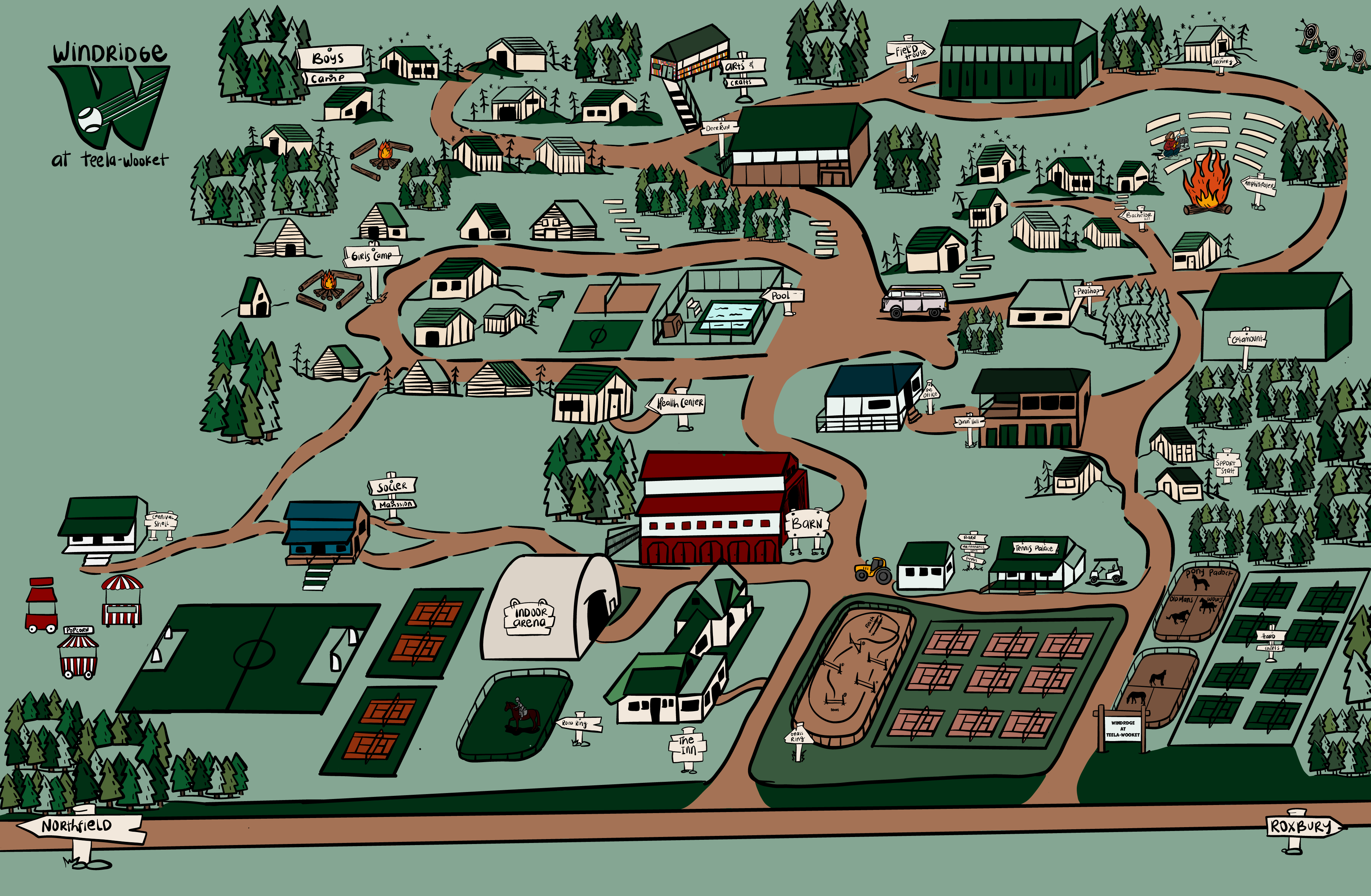 map of Windridge Tennis & Sports Camps
